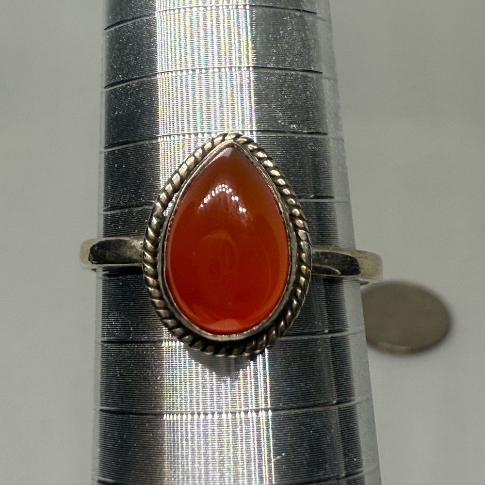 Sterling silver Carnelian teardrop ring